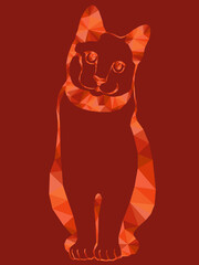 Colorful mosaic of a silhouette graceful cat's body