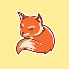 cute fox sleeping cartoon icon illustration-animal icon concept isolated premium flat cartoon style