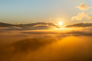 sunrise the mountains