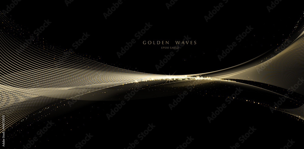 Wall mural golden wave background, luxury gold lines