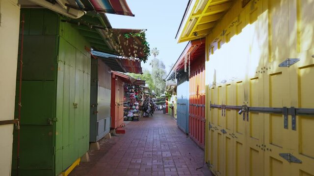 Alley with colorful business structures