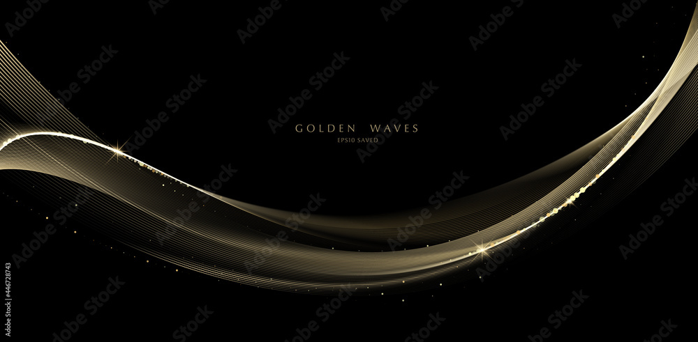Wall mural golden wave background, luxury gold lines