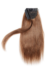 wrap round clip in straight auburn brown human hair ponytail extension
