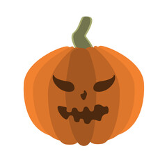 Vector pumpkin with a face for Halloween. Festive pumpkin for decoration on a traditional holiday