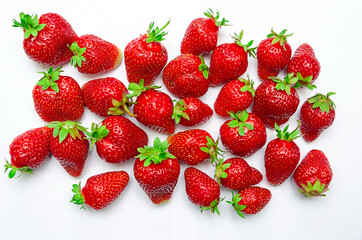 Strawberries on a white background.