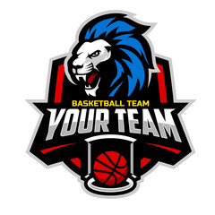 Lion mascot for a basketball team logo. Vector illustration. Great for team or school mascot or t-shirts and others.