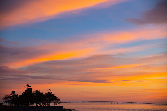 Bridge with Pink Sky