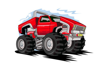 red monster truck modification vector