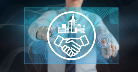 Man touching a trust concept