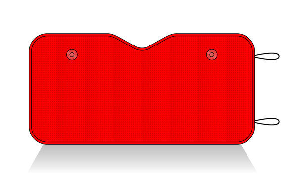 Red Car Window Sunshade Foldable Reflective Sun Visor Vector Stock