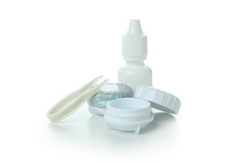 Concept of contact lenses isolated on white background
