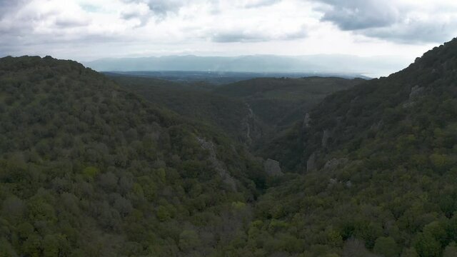 Aerial, Polylimnio Waterfalls, Peloponnes, Greece