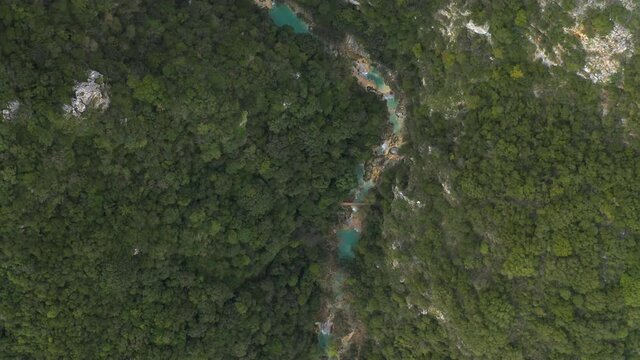 Aerial, Polylimnio Waterfalls, Peloponnes, Greece