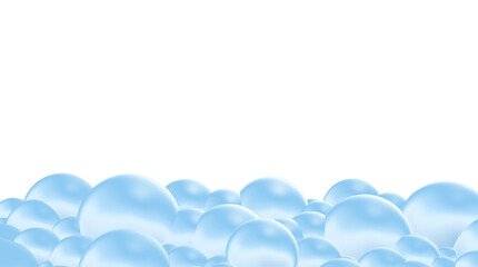 3d render of blue bubbles isolated on white background