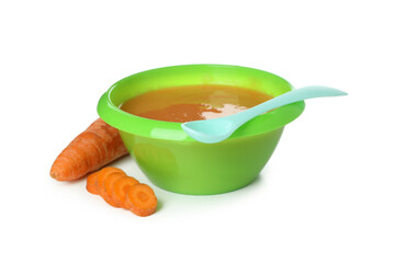 Concept of baby food isolated on white background