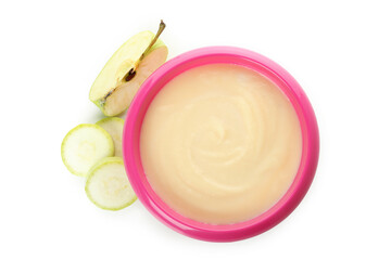 Concept of baby food isolated on white background