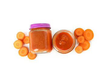 Concept of baby food isolated on white background