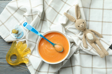 Concept of tasty baby food or nutrition