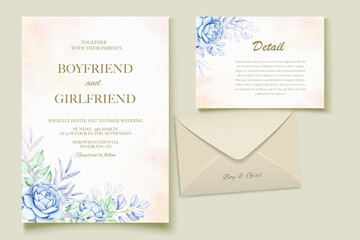 Naklejka na ściany i meble Elegant watercolor wedding invitation floral 