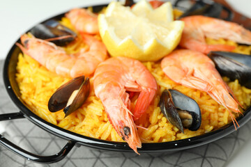 Concept of delicious food with Spanish Paella