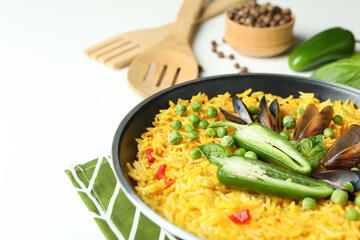 Concept of delicious food with Spanish Paella