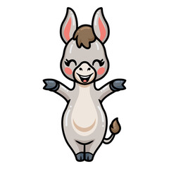 Cute baby donkey cartoon posing