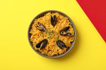 Concept of delicious food with Spanish Paella