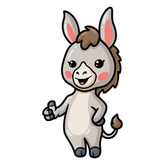 Cute baby donkey cartoon giving thumb up