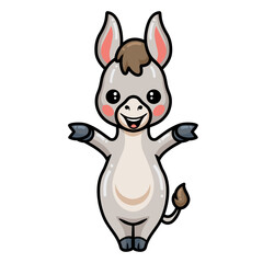 Cute baby donkey cartoon posing