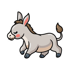 Cute baby donkey cartoon walking