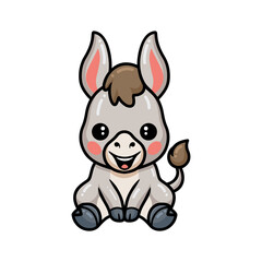 Cute baby donkey cartoon sitting