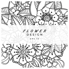 Mehndi flower for henna, mehndi, tattoo, decoration. decorative ornament in ethnic oriental style. doodle ornament. coloring book page.
