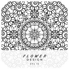 Mehndi flower for henna, mehndi, tattoo, decoration. decorative ornament in ethnic oriental style. doodle ornament. coloring book page.