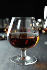 Concept of hard alcoholic drinks with cognac