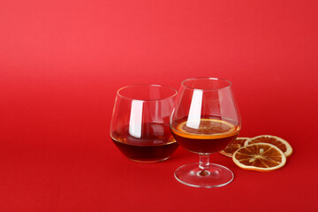 Concept of hard alcoholic drinks with cognac