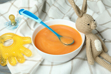 Concept of tasty baby food or nutrition