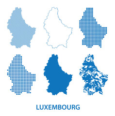map of Grand Duchy of Luxembourg - vector set of silhouettes in different patterns