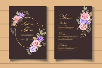 Luxury floral wedding invitation with dark background