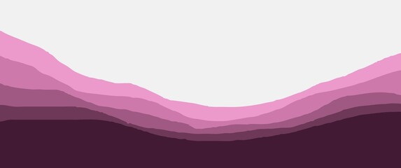 Mountain layers scenery vector illustration for background or backdrop design. Pink mountain scenery vector illustration.