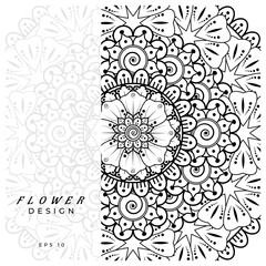 Mehndi flower for henna, mehndi, tattoo, decoration. decorative ornament in ethnic oriental style. doodle ornament. coloring book page.