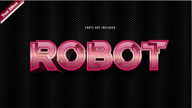 Robot text effect design vector. editable 3d text