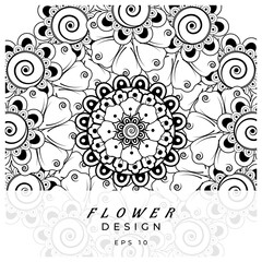 Mehndi flower for henna, mehndi, tattoo, decoration. decorative ornament in ethnic oriental style. doodle ornament. coloring book page.