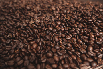 Premium Roasted coffee beans on background