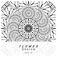 Mehndi flower for henna, mehndi, tattoo, decoration. decorative ornament in ethnic oriental style. doodle ornament. coloring book page.