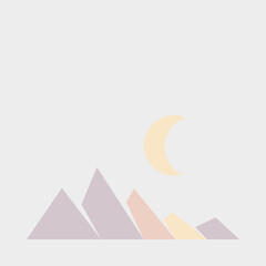 Geometric Mountains silhouette landscape art poster illustration