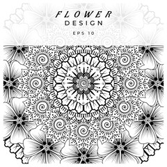 Mehndi flower for henna, mehndi, tattoo, decoration. decorative ornament in ethnic oriental style. doodle ornament. coloring book page.