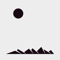 Geometric Mountains silhouette landscape art poster illustration