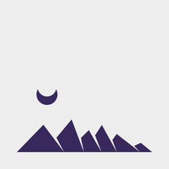 Geometric Mountains silhouette landscape art poster illustration