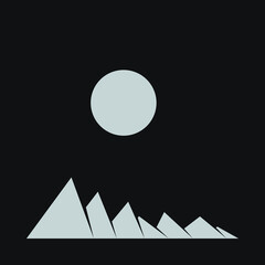 Geometric Mountains silhouette landscape art poster illustration