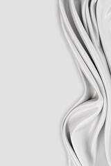 Naklejka premium Beautiful elegant wavy silver white satin or grey silk luxury cloth fabric texture with monochrome background design. Copy space. 